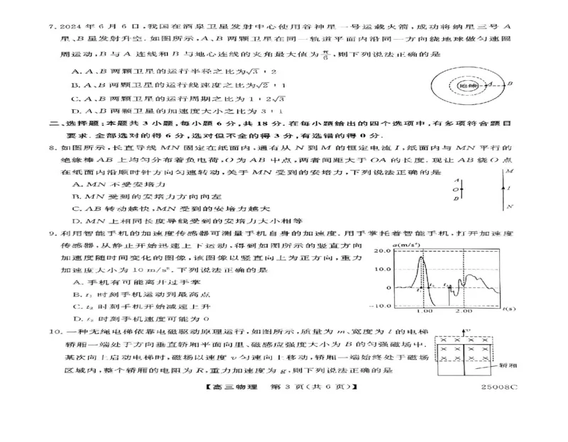 扫描件_物理_8月_240819山西省朔州市怀仁市第一中学校2025届高三上学期摸底考试_山西省朔州市怀仁市第一中学校2024-2025学年高三上学期摸底考试物理试题