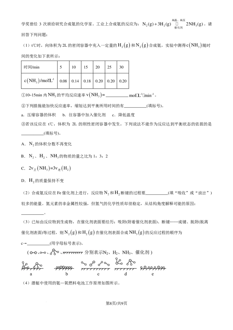 河南省许昌高级中学2024-2025学年高三上学期8月月考化学试题（原卷版）_8月_240811河南省许昌高级中学2024-2025学年高三上学期8月月考