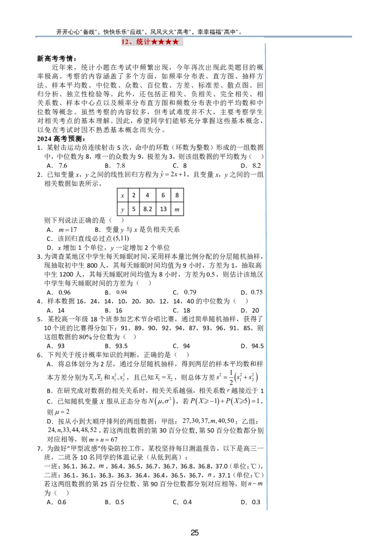 （印刷版，可直接打印使用）2024年高考最后一课（数学）_2024高考押题卷_62024学科网全系列_19学科网高考考前最后一课_数学（含印刷版，可直接打印）-2024年高考考前最后一课