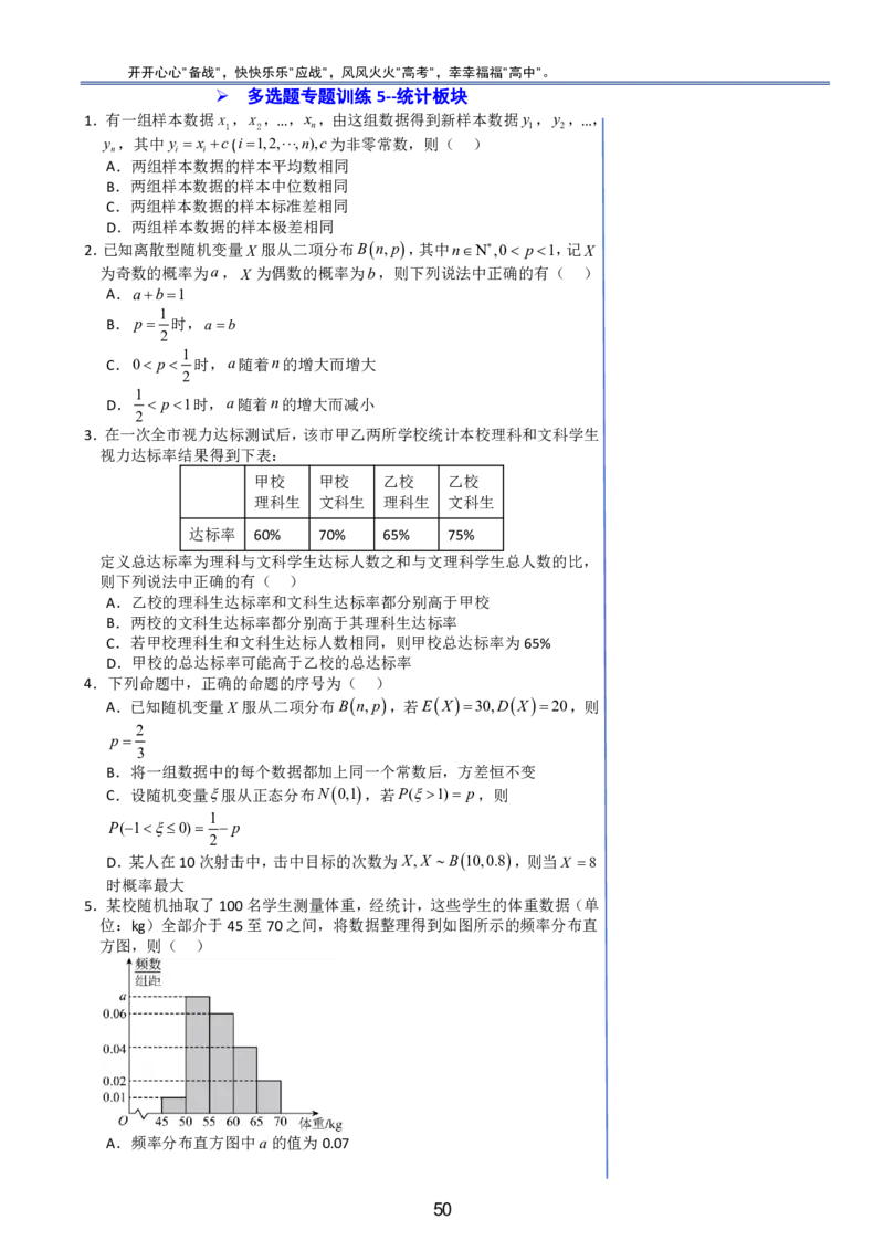 （印刷版，可直接打印使用）2024年高考最后一课（数学）_2024高考押题卷_62024学科网全系列_19学科网高考考前最后一课_数学（含印刷版，可直接打印）-2024年高考考前最后一课