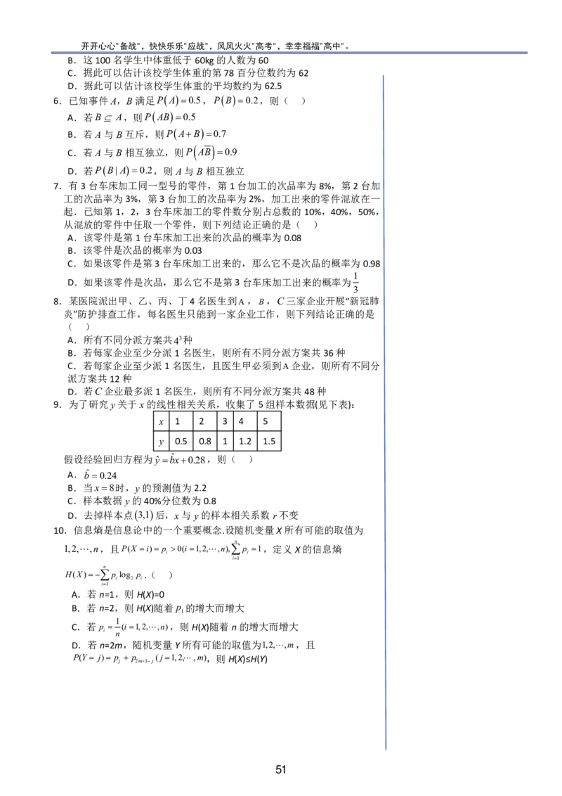 （印刷版，可直接打印使用）2024年高考最后一课（数学）_2024高考押题卷_62024学科网全系列_19学科网高考考前最后一课_数学（含印刷版，可直接打印）-2024年高考考前最后一课
