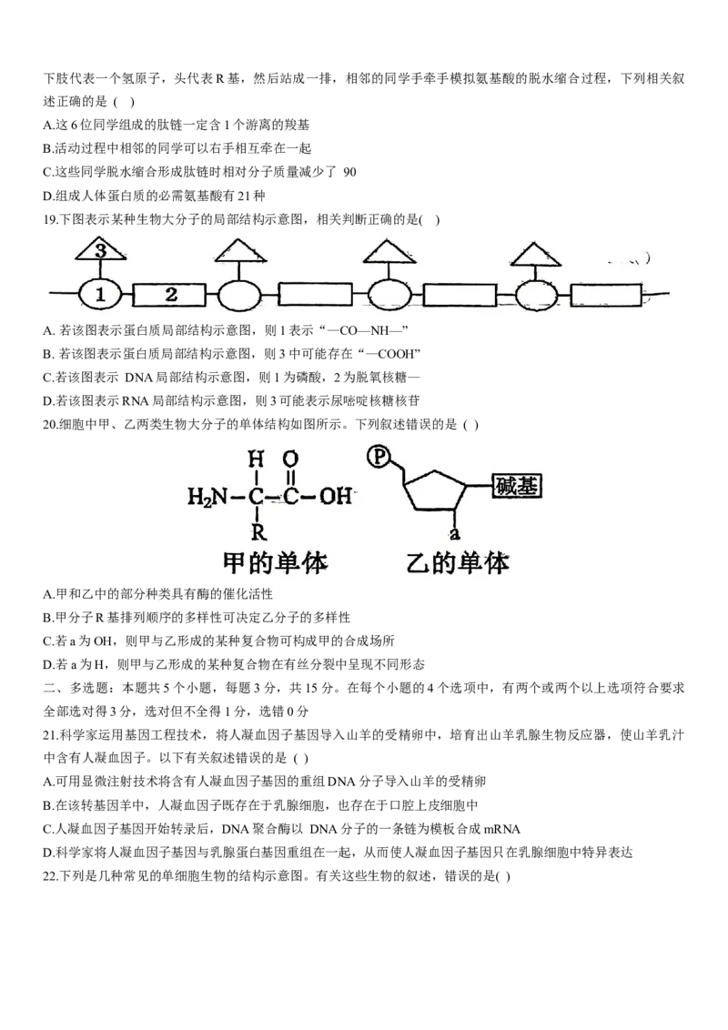 河北省衡水市第二中学2023-2024学年高二下学期6月期末考试生物Word版含解析_6月_240629河北省衡水市第二中学2023-2024学年高二下学期6月期末考试