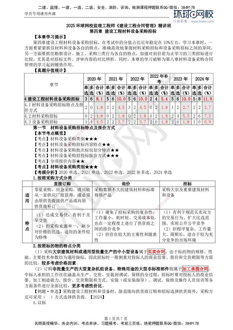 17.第四章第一节材料设备采购招标特点及报价方式_监理工程师_2025监理工程师_2025年监理工程师SVIP_2025年监理合同管理SVIP_02-基础精讲✿高端面授✿深度强化