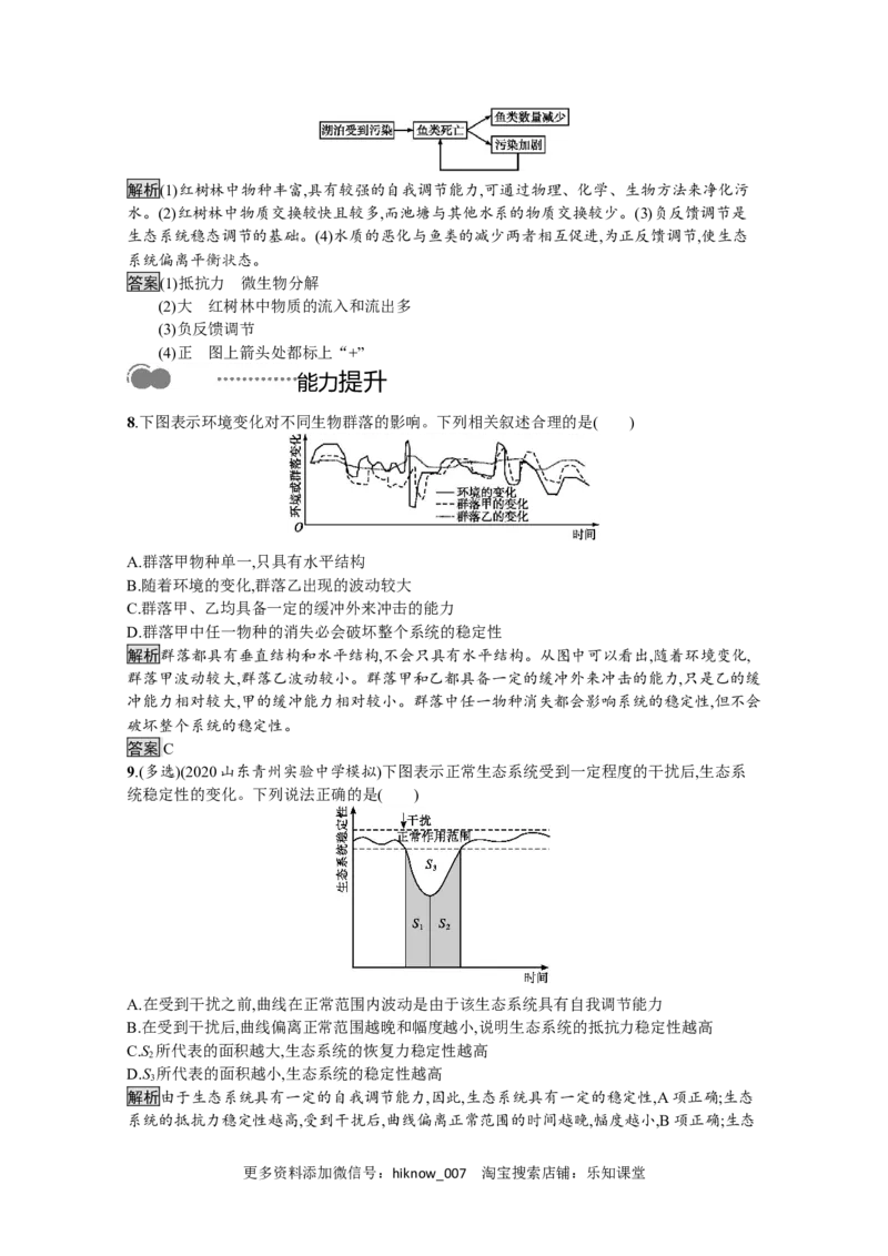 2022-2023学年新教材生物人教版选择性必修第二册课后提升训练：第3章　第5节　生态系统的稳定性_E015高中全科试卷_生物试题_选修2_2.同步练习_4.课后训练（第四套）