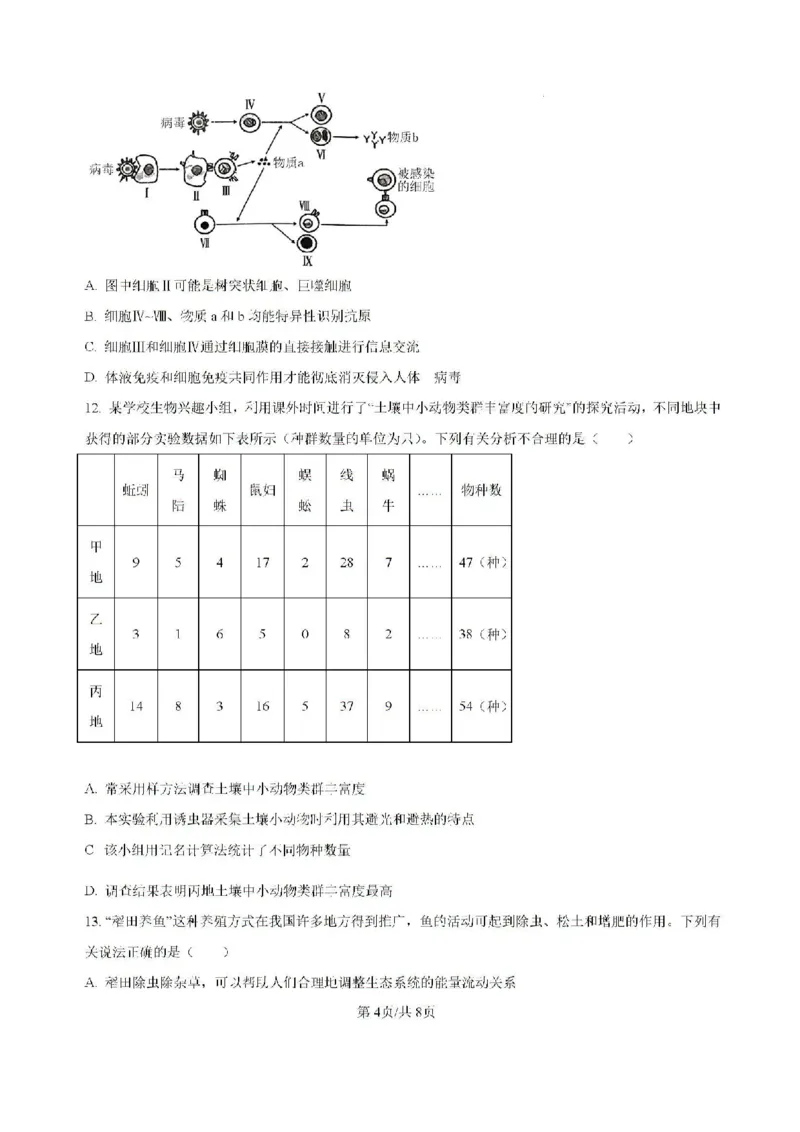 云南省昆明市五华区云南师范大学附属中学2024-2025学年高三上学期8月月考生物试题(含解析)(1)_8月_240823云南省昆明市五华区云南师范大学附属中学2024-2025学年高三上学期8月月考