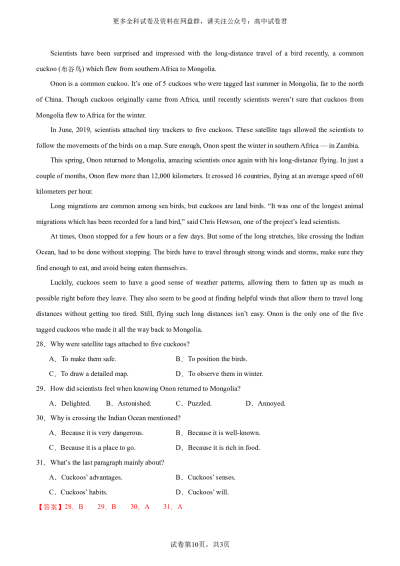 2024届高三英语高考模拟风向卷（新高考I卷)04解析版_2024年4月_其他_2403172024届高三英语高考模拟风向卷（各卷区版本）_2024届高三英语高考模拟风向卷04（新高考I卷)