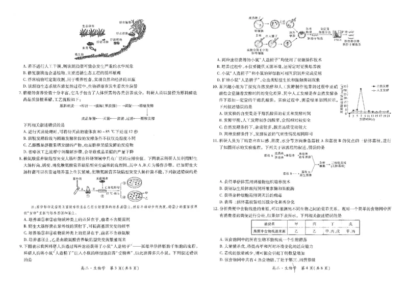 江西省智慧上进稳派联考2023-2024学年高二下学期期末调研测试生物试题_7月_240702江西省智慧上进稳派联考2023-2024学年高二下学期期末调研测试