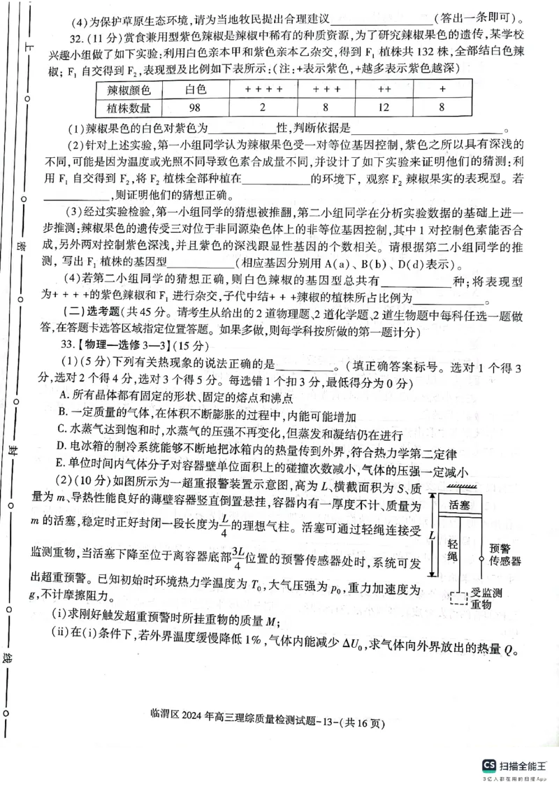 2024届陕西省渭南市临渭区高三下学期三模理综试题_2024年5月_01按日期_12号_2024届陕西省渭南市临渭区高三下学期三模_2024届陕西省渭南市临渭区高三下学期三模理综试题