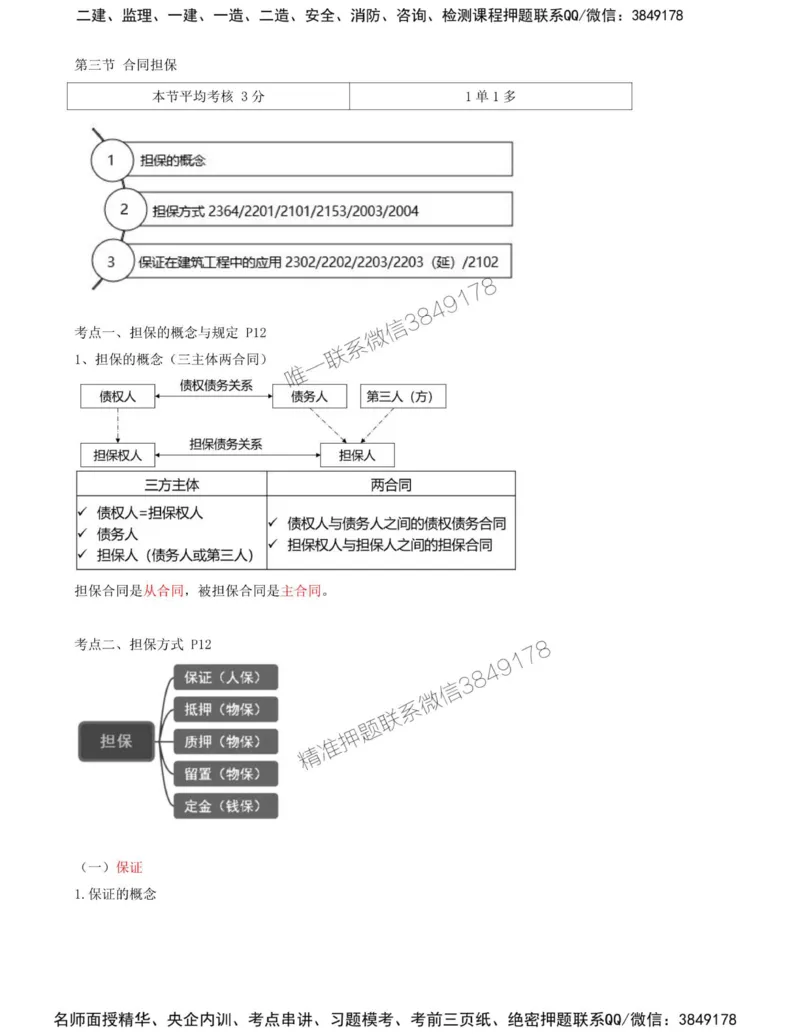 06-第1章-第三节-合同担保（一）_监理工程师_2025监理工程师_2025年监理工程师SVIP_2025年监理合同管理SVIP_02-基础精讲✿高端面授✿深度强化_讲义