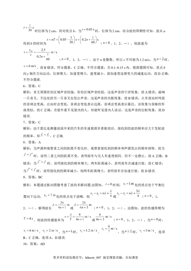 2022-2023学年人教版（2019）选择性必修一第三章机械波单元测试卷(word版含答案)_E015高中全科试卷_物理试题_选修1_1.单元测试_单元测试2023