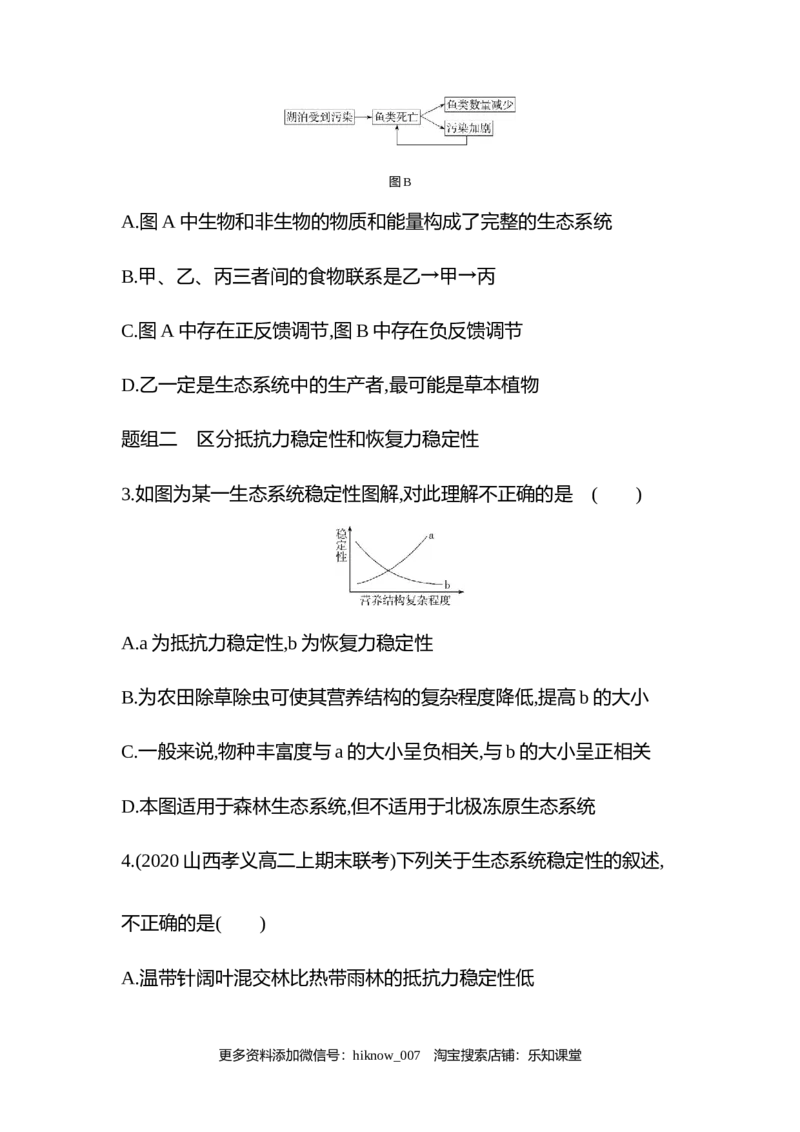 2022-2023学年生物人教版新教材选择性必修2课时素养练：第3章第5节　生态系统的稳定性_E015高中全科试卷_生物试题_选修2_2.同步练习_3.课时素养练（第三套）