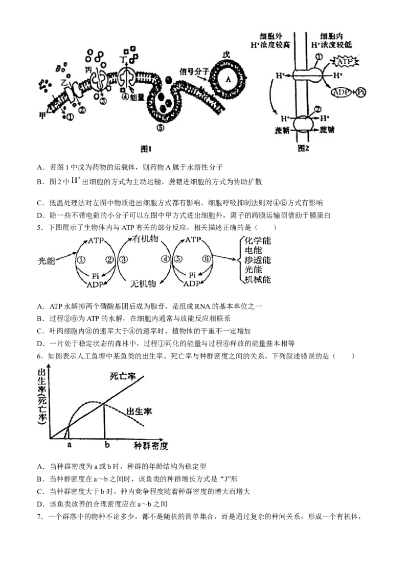 江苏省常州市第一中学2023-2024学年高二下学期6月月考生物试题(无答案)_6月_240619江苏省常州市第一中学2023-2024学年高二下学期6月月考