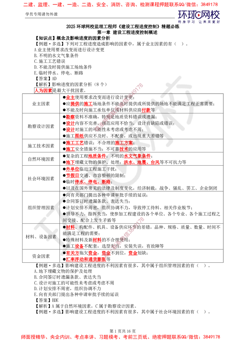 01.进度：精题必练（一）_监理工程师_2025监理工程师_2025年监理工程师SVIP_2025年监理土建控制SVIP_03-习题精析✿实战特训✿模考通关_12-控制《精题必练班》李娜HQ推荐