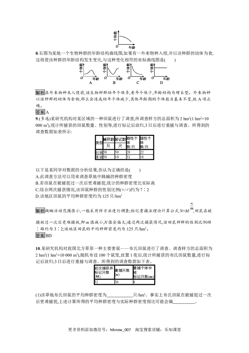 2022-2023学年新教材生物人教版选择性必修第二册课后提升训练：第1章　第1节　种群的数量特征_E015高中全科试卷_生物试题_选修2_2.同步练习_4.课后训练（第四套）