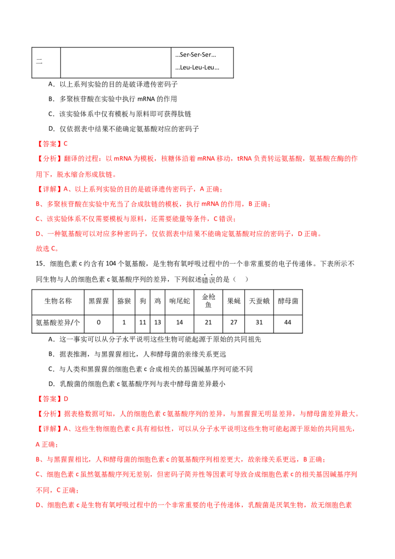 黄金卷02（解析版）-赢在高考&middot;黄金8卷备战2024年高考生物模拟卷（贵州专用）_2024高考押题卷_92024赢在高考全系列_（通用版）2024《赢在高考&middot;黄金预测卷》（九科全）各八套