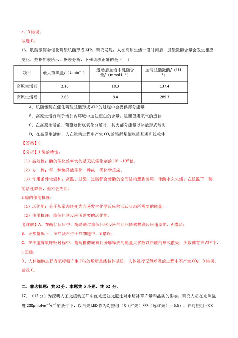 黄金卷02（解析版）-赢在高考&middot;黄金8卷备战2024年高考生物模拟卷（贵州专用）_2024高考押题卷_92024赢在高考全系列_（通用版）2024《赢在高考&middot;黄金预测卷》（九科全）各八套