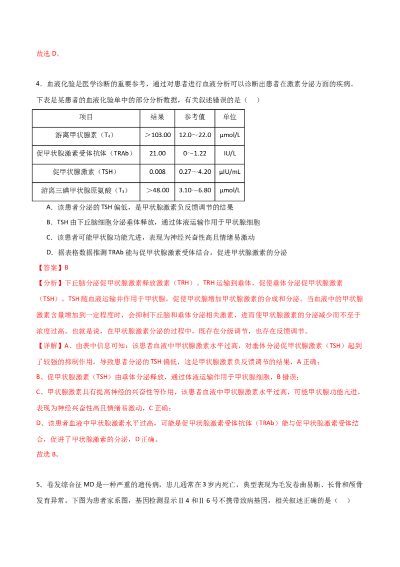 黄金卷02（解析版）-赢在高考&middot;黄金8卷备战2024年高考生物模拟卷（贵州专用）_2024高考押题卷_92024赢在高考全系列_（通用版）2024《赢在高考&middot;黄金预测卷》（九科全）各八套