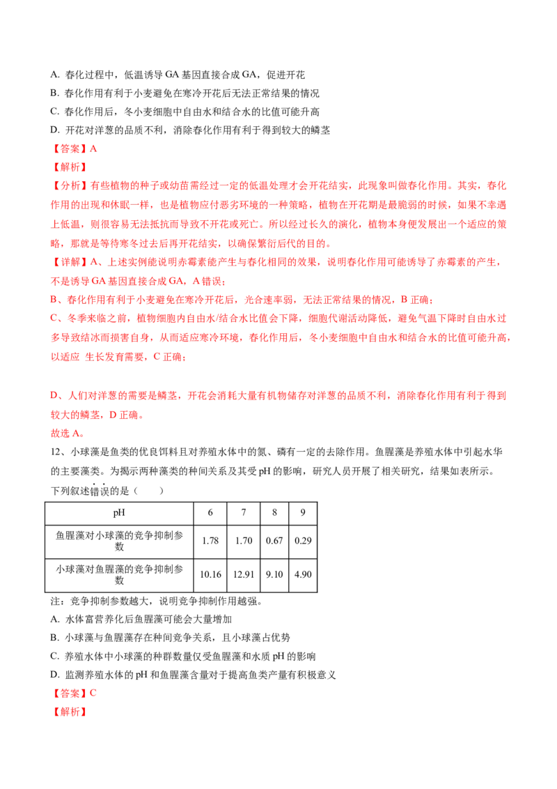 黄金卷01（解析版）-赢在高考&middot;黄金8卷备战2024年高考生物模拟卷（安徽专用）_2024高考押题卷_92024赢在高考全系列_（通用版）2024《赢在高考&middot;黄金预测卷》（九科全）各八套