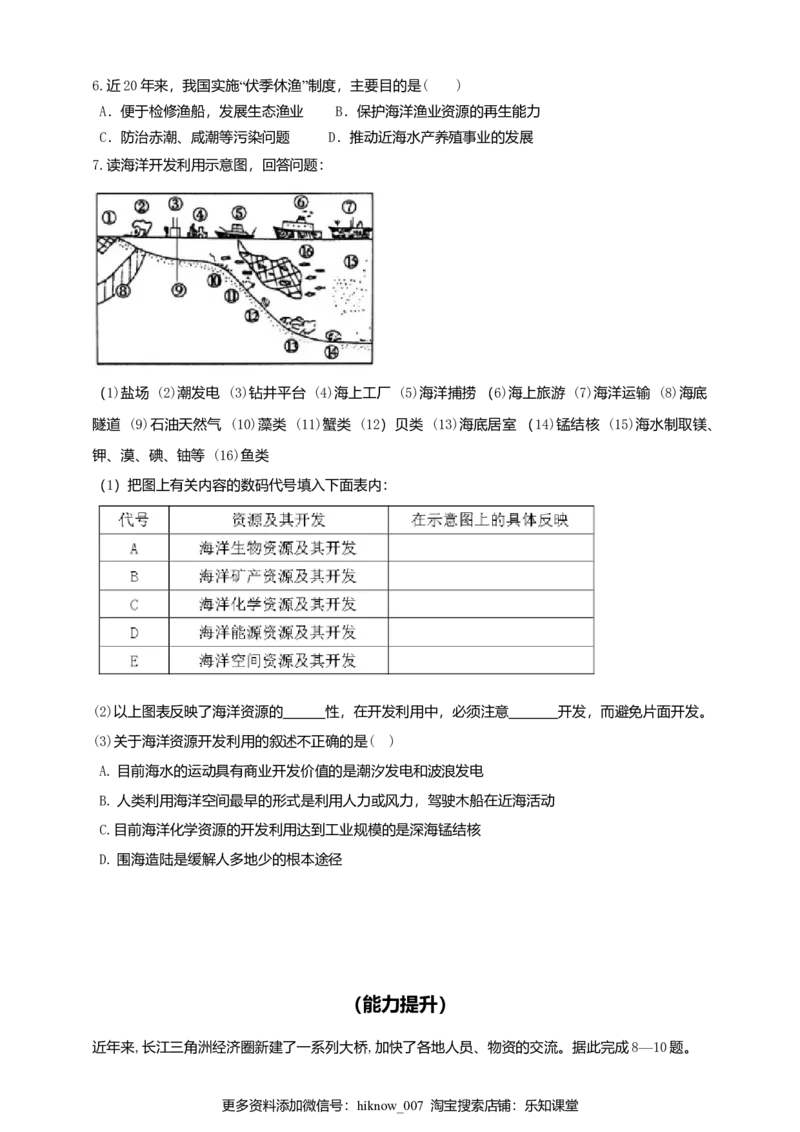2.海洋空间资源开发与国家安全同步练习_E015高中全科试卷_地理试题_选修3_2.同步练习_同步练习（第二套）