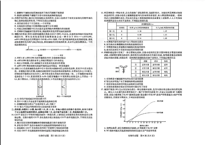 天一大联考2024-2025学年高三第一次考试生物试题（小高考）(1)_8月_240825天一小高考2024-2025学年（上）高三第一次考试