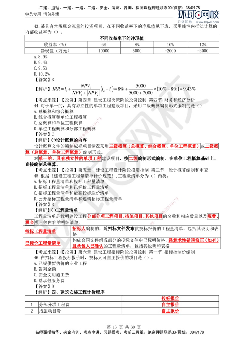 2024真题解析_监理工程师_2025监理工程师_2025年监理工程师SVIP_2025年监理土建控制SVIP_03-习题精析✿实战特训✿模考通关_17-控制《真题解析班》孙玉保HQ_2024真题班