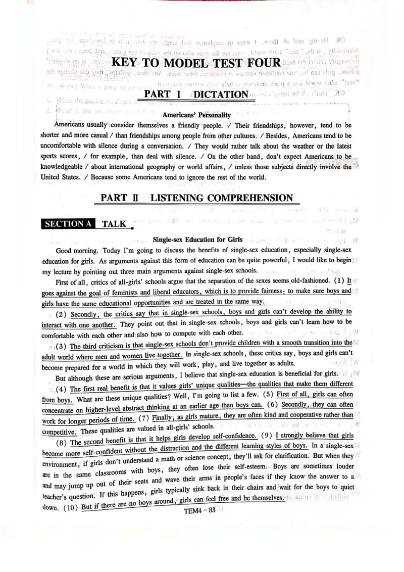 预测答案解析第四套_2025专四专八真题及备考资料_2009-2024专四真题+备考资料_专四预测押题卷13+5套_专四预测押题卷5套（附听力及解析）_答案解析