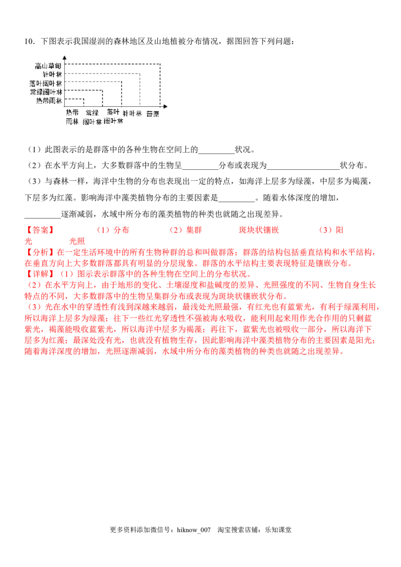 2.2群落的主要类型（解析版）_E015高中全科试卷_生物试题_选修2_2.同步练习_1.课后培优练2023年_2.2+群落的主要类型-2022-2023学年高二生物课后培优分级练（人教版2019选择性必修2）