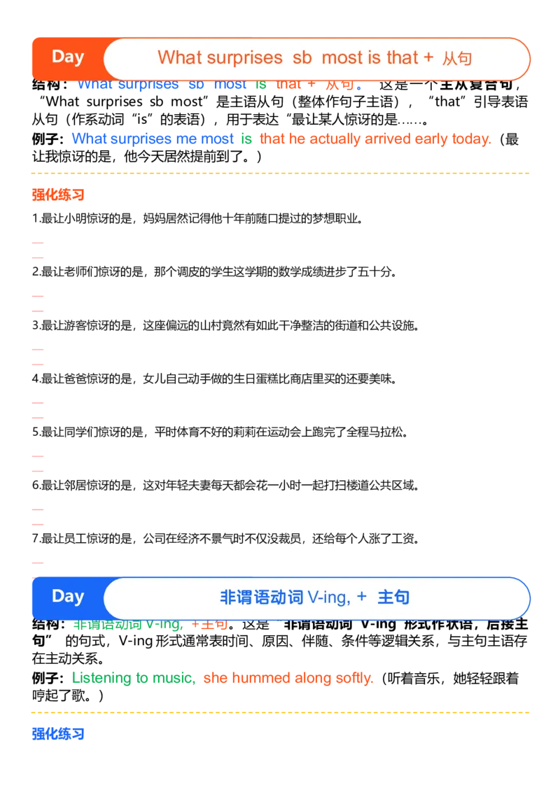 高中英语作文提分特训-21天高分句型仿写（默写表）_123高中英语作文提分特训-21天高分句型仿写_word版