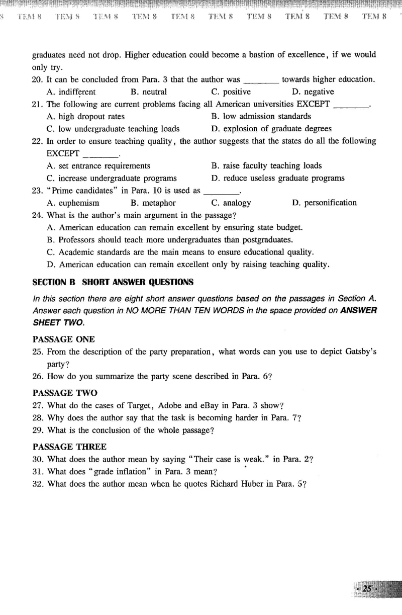 英语专业八级考试模拟试题集_2025专四专八真题及备考资料_2025专八备考资料_2025专八预测押题卷_2024专八模拟试题集