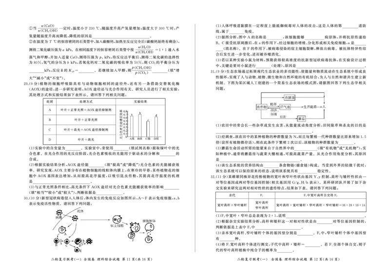 24二轮一(全国理综)_2024年4月_01按日期_8号_2024届百师联盟高三下学期二轮复习联考（一）（全国卷）_百师联盟2024届高三下学期二轮复习联考（一）（全国卷）理综
