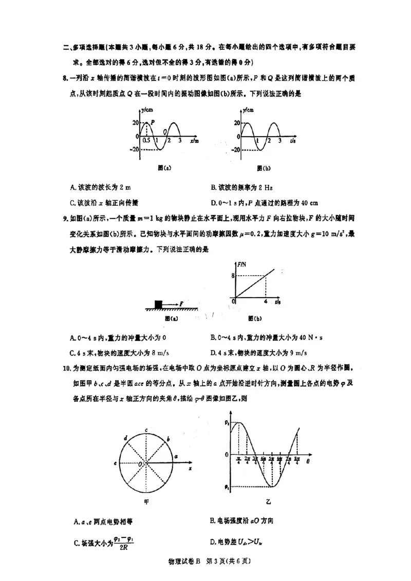 广东省2025届广州市高三年级上学期阶段性训练暨8月摸底考试(市调研考）物理试卷_8月_240822广东省广州市2025届高三年级上学期8月摸底考试(市调研考）