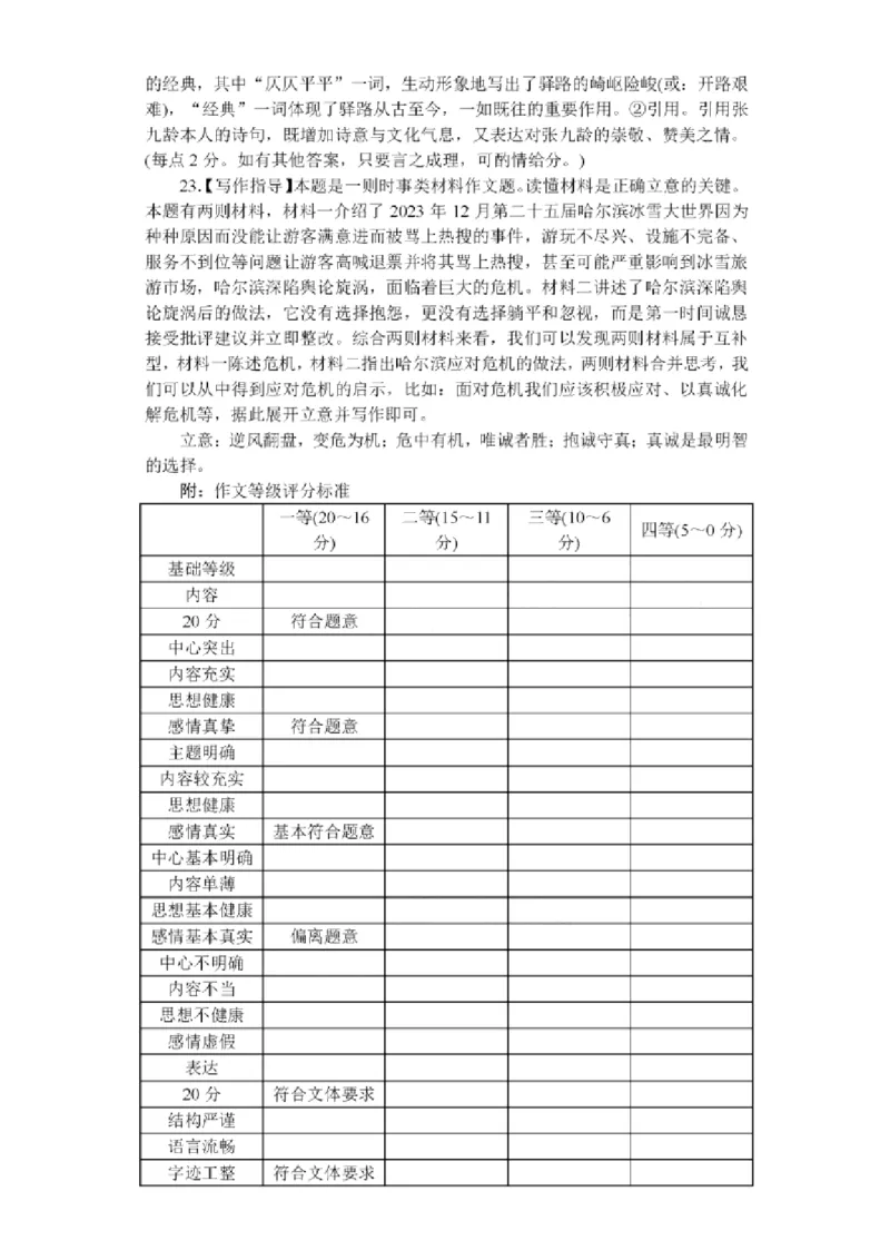 2024届湖南省娄底市高三二模语文答案_2024年4月_01按日期_1号_2024届湖南省娄底市高三下学期仿真模拟考试（三模）_2024届湖南省娄底市高三二模语文试题