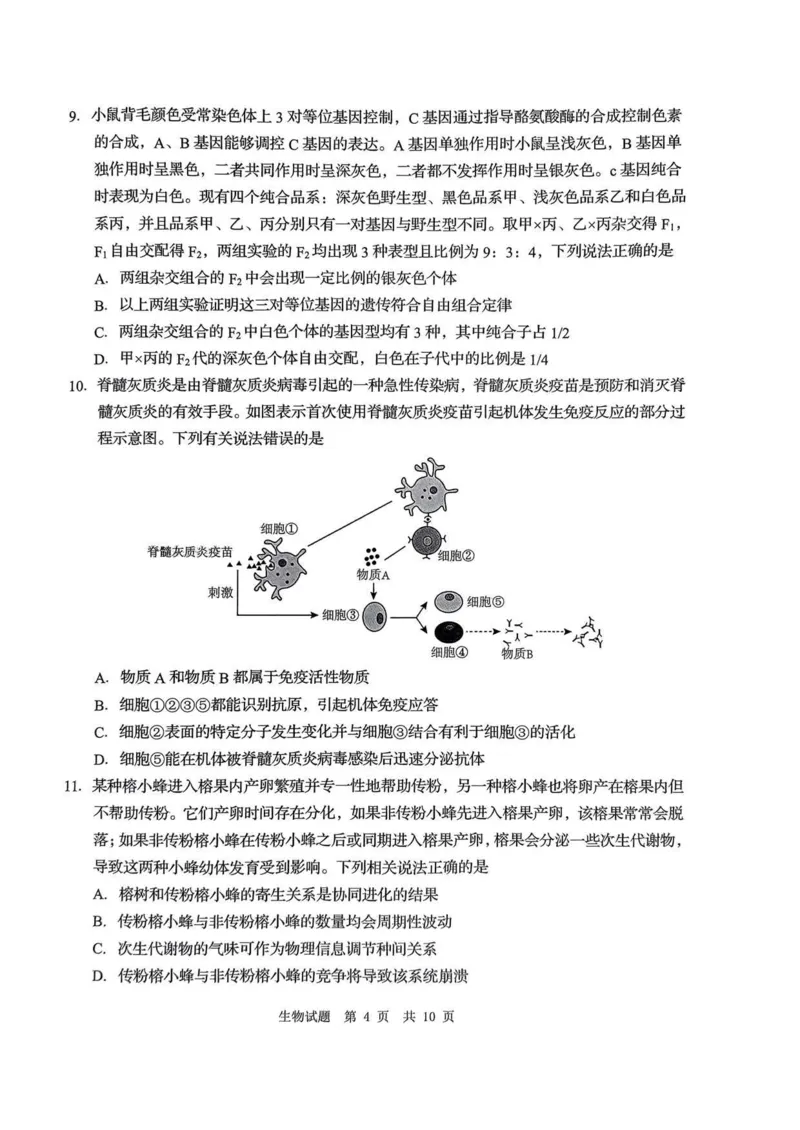 24青岛二模+枣庄三调生物试题_2024年5月_01按日期_10号_2024届山东省青岛市枣庄市高三下学期5月适应性考试_2024届山东省青岛市高三下学期第二次模拟考试生物