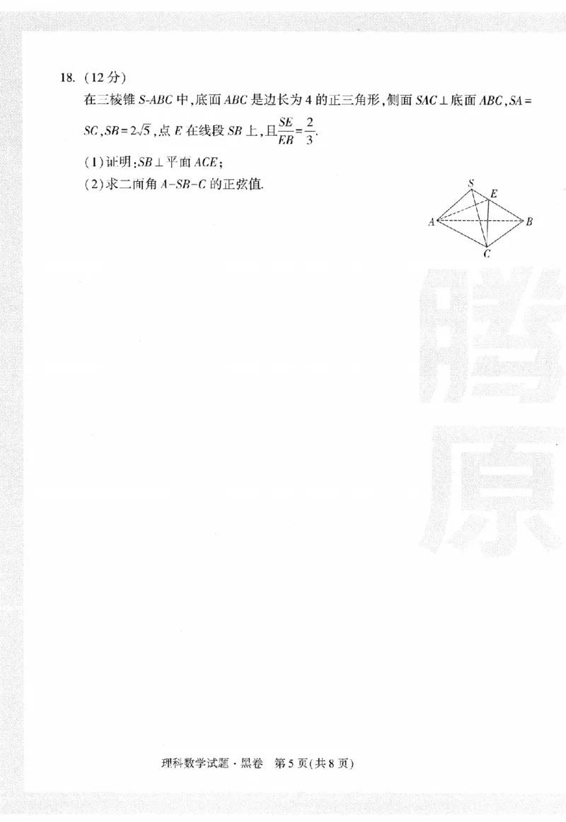 黑白卷试卷-2023年《腾远高考黑白卷》数学（理）_2023高考押题卷_腾远黑白卷（官方只发售理科及新高考版本）_理科版_2023年《腾远高考黑白卷》理科数学（全国卷）