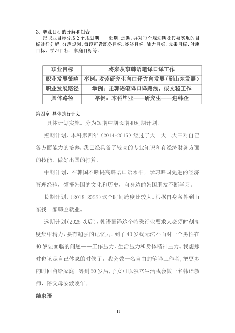 韩语专业职业规划报告_E6-职业规划_24外语专业