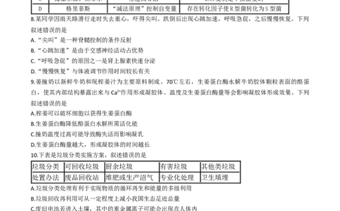 2024届福建省漳州市高三下学期第四次教学质量检测生物试卷+(1)_2024年5月_025月合集_2024届福建省漳州市高三毕业班第四次教学质量检测