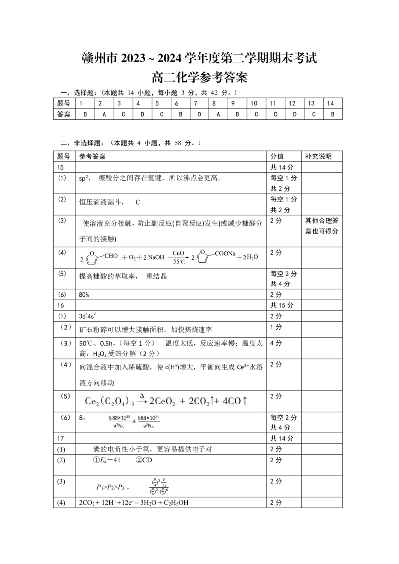 江西省赣州市2023-2024学年高二下学期7月期末考试化学PDF版含答案(1)_8月_240807江西省赣州市2023-2024学年高二下学期7月期末考试