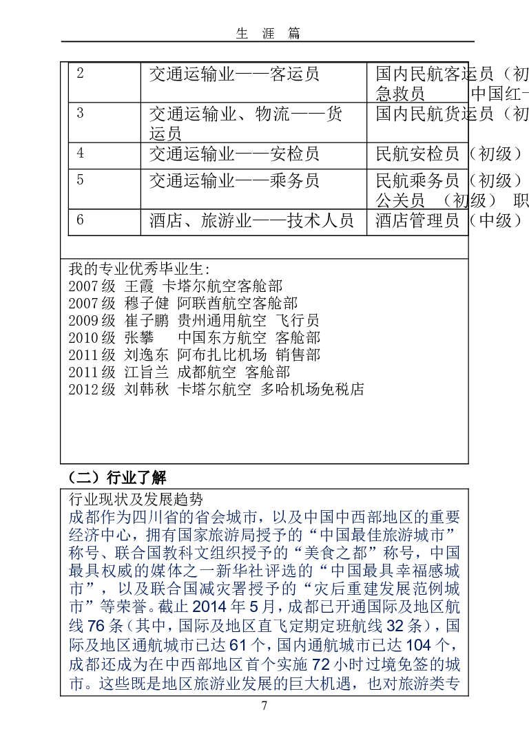 成都职业技术学院大学生职业生涯规划书_E6-职业规划_82空乘专业
