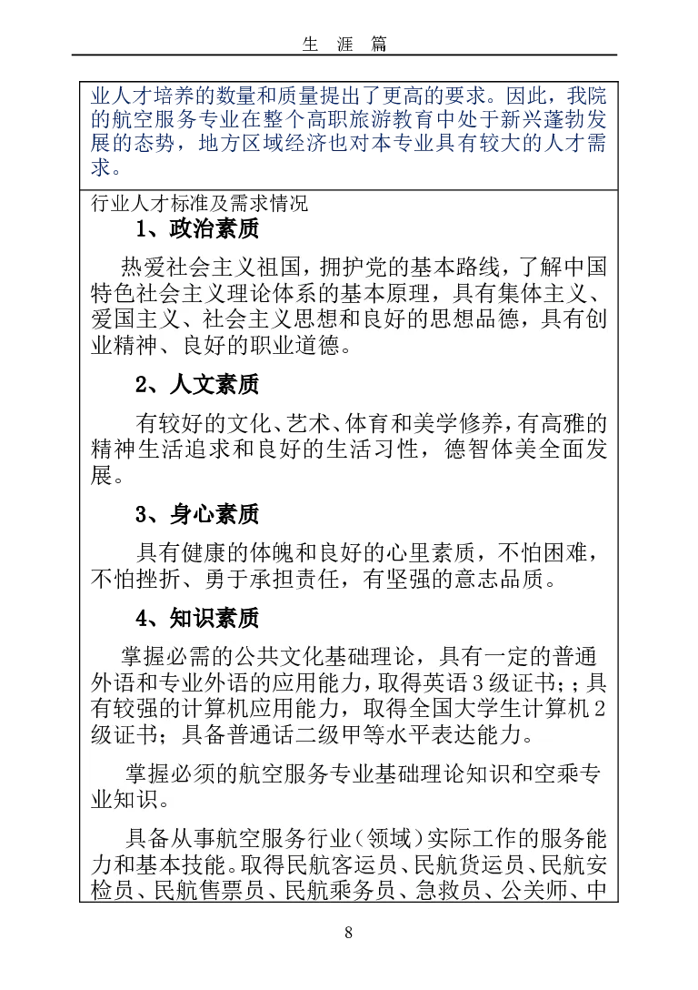 成都职业技术学院大学生职业生涯规划书_E6-职业规划_82空乘专业