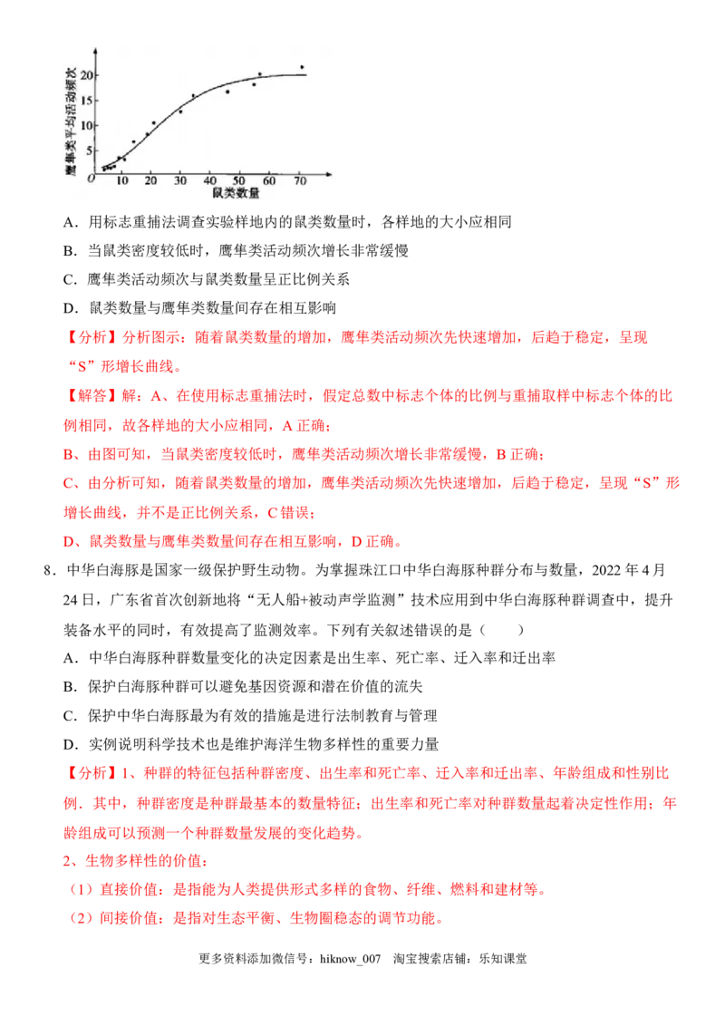 1.1种群的数量特征（解析版）-2022-2023学年高二生物课后培优分级练（人教版2019选择性必修2）_E015高中全科试卷_生物试题_选修2_2.同步练习_1.课后培优练2023年