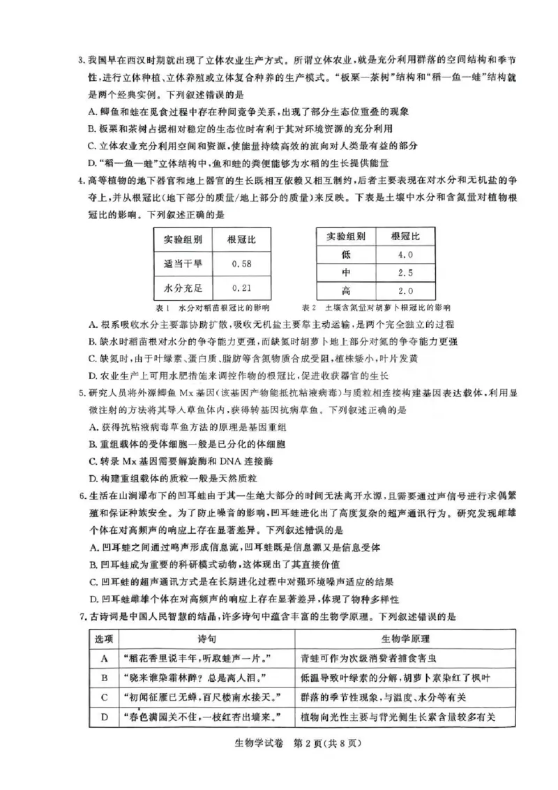 生物试卷_8月_240822湖北省圆创联盟2025届高三上学期8月开学考暨湖北省高中名校联盟2025届高三第一次联合测评_湖北省圆创联盟2025届高三上学期8月开学考生物