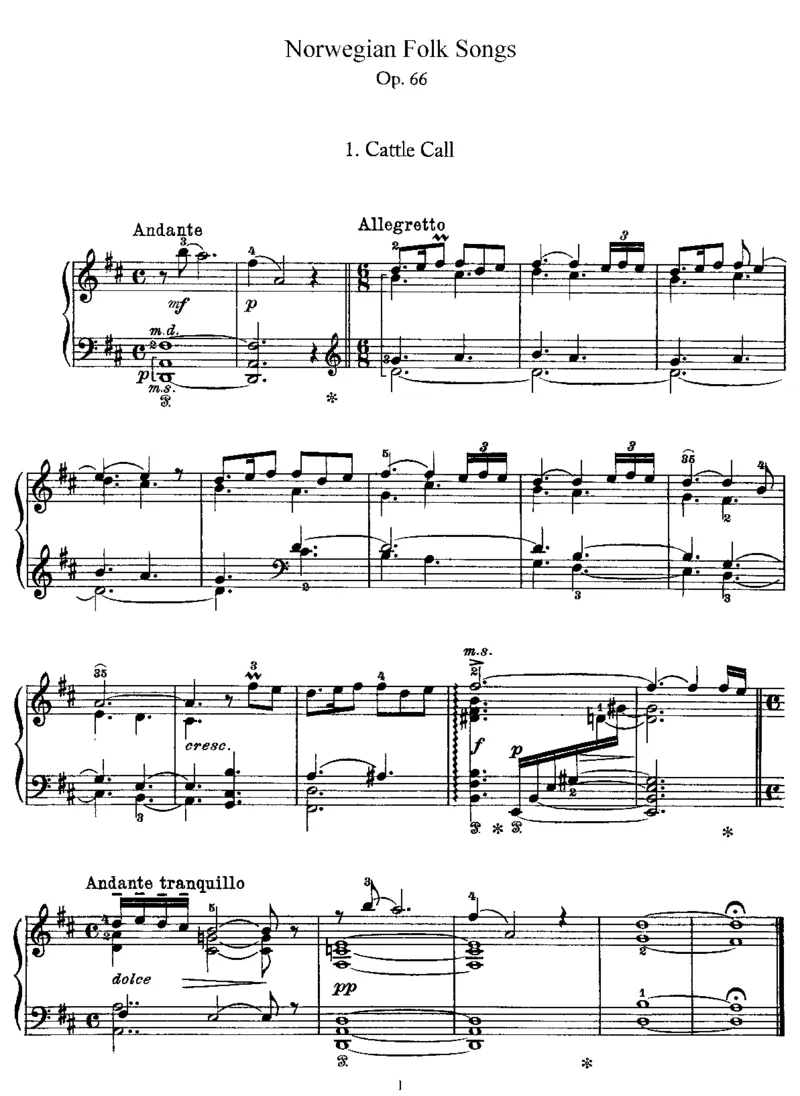 19NorwegianFolkSongs,Op66_一万首著名钢琴曲谱哈农贝多芬合集视频教学电子版高清无水印可打印_1古典钢琴知名音乐家谱_格里格钢琴谱全集_其他