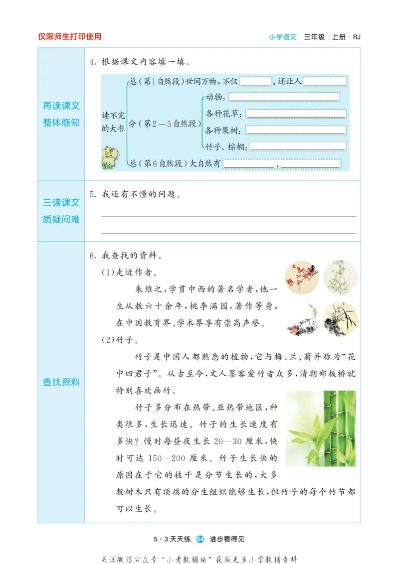 2022秋5&middot;3预习单三年级上册语文部编版_小学1-6年级全部试卷_语文_三年级_3-8-1、小学三年级语文上册_3-8-1-2、练习题、作业、试题、试卷_部编（人教）版_2023更新