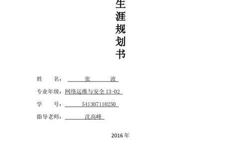 职业生涯规划书_E6-职业规划_71网络工程专业