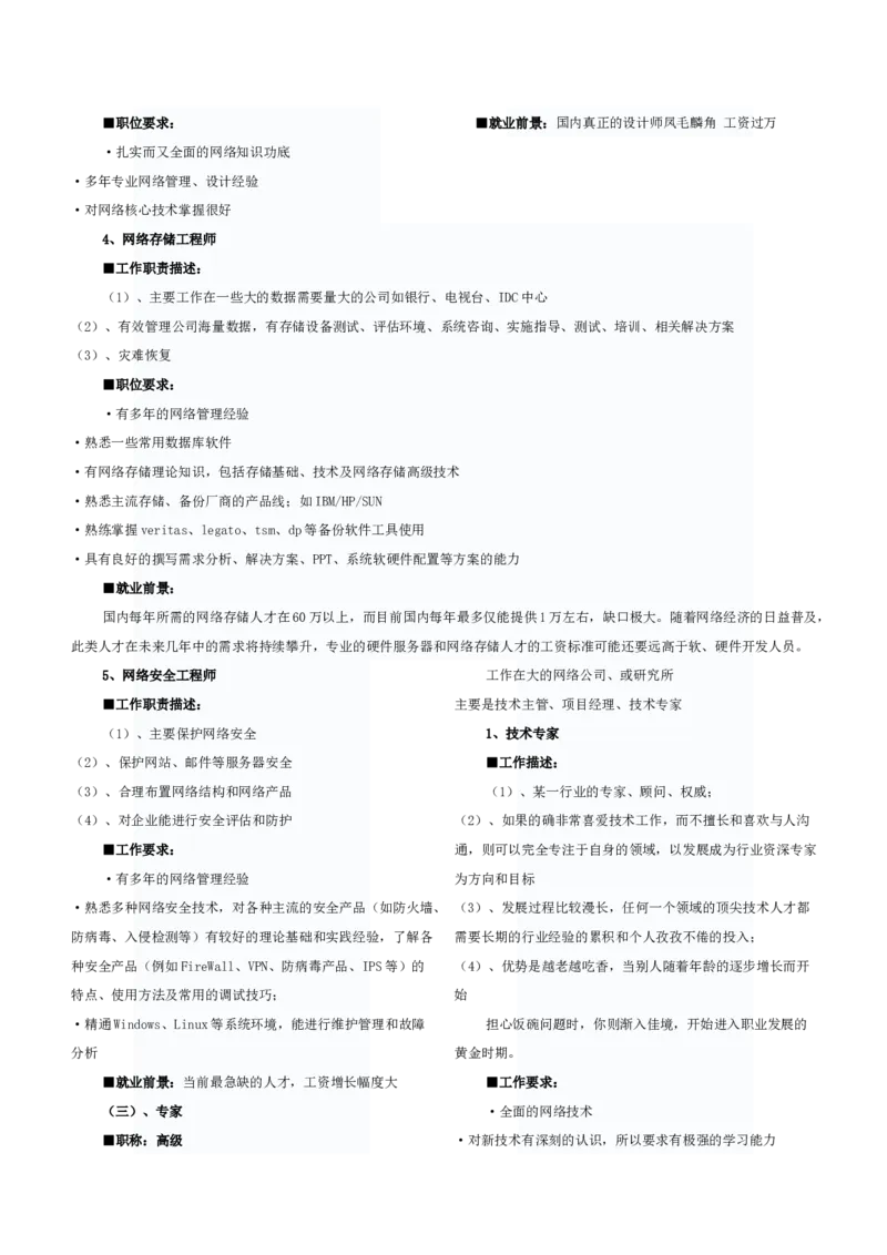 网络工程专业大学生职业生涯规划书范文(1)_E6-职业规划_71网络工程专业