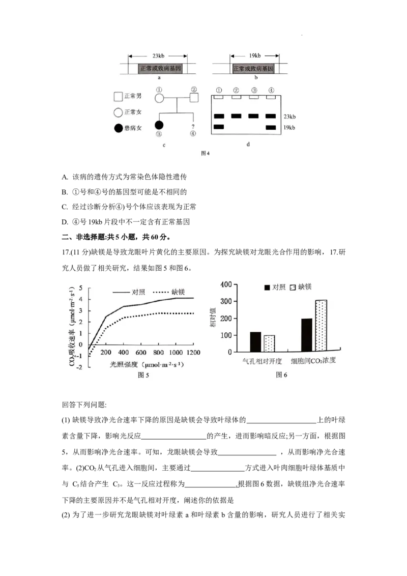 2024年深圳市高三年级第一次调研考试生物试题（文字版）_2024年3月_013月合集_2024届广东省深圳市高三一模考试_2024年深圳市高三年级第一次调研考试生物