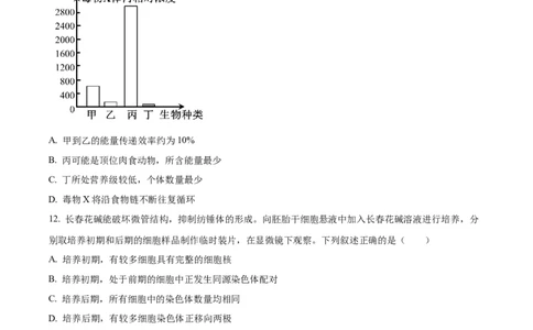 2024届浙江省绍兴市高三下学期4月适应性考试生物试卷Word版无答案_2024年4月_01按日期_14号_2024届浙江省绍兴市高三下学期4月二模