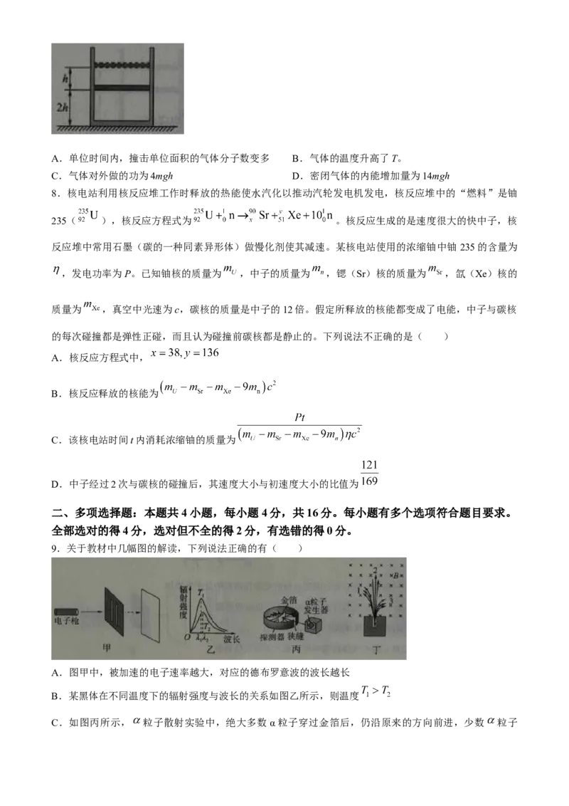 百师联盟2023-2024学年高二下学期期末联考物理试卷_6月_240619百师联盟2023-2024学年高二下学期期末联考