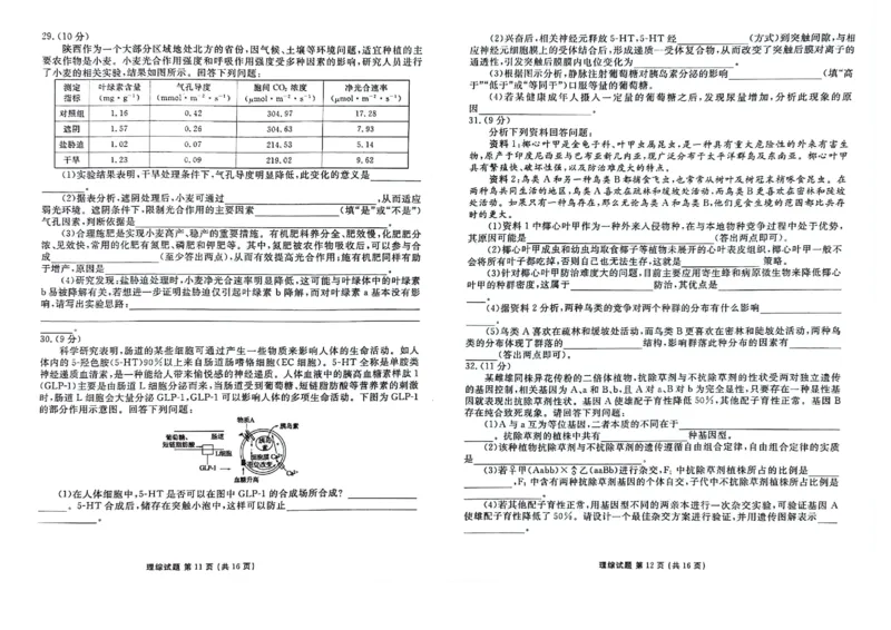 2024届陕西省榆林市高三下学期4月份大联考(三模)理综试题+答案(1)_2024年4月_024月合集_2024届衡水金卷高三4月份大联考(榆林三模)LL