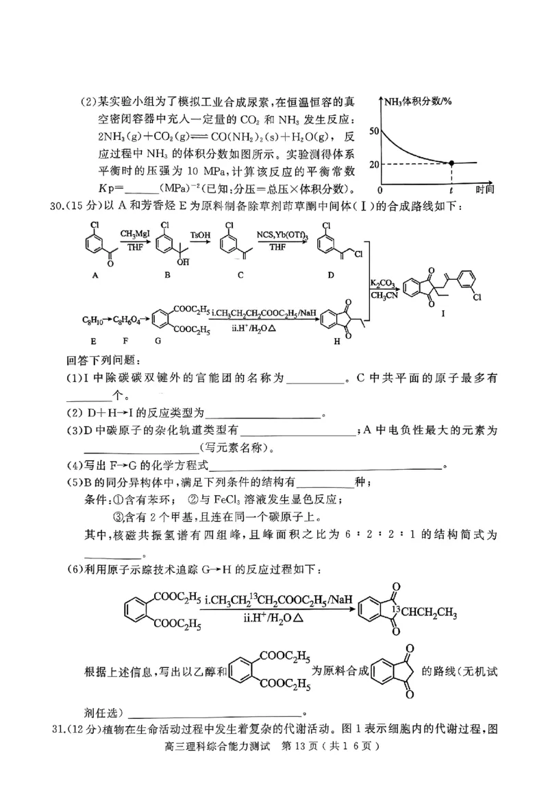2024年河南省五市高三第一次联考理综试题_2024年3月_013月合集_2024届河南省五市高三下学期第一次联考_2024年河南省五市高三第一次联考理综试题及答案